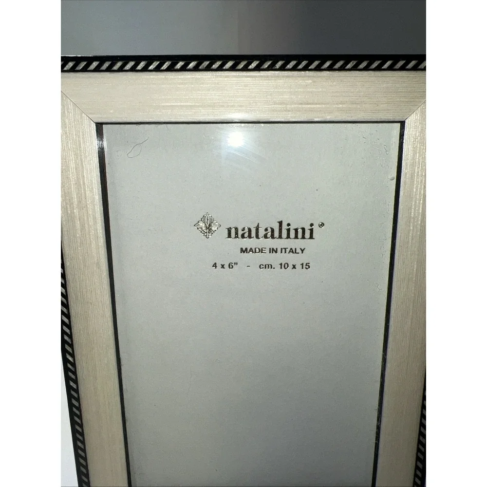 Natalini PICTURE FRAME IVORY BLACK 4x6 Photo ITALY Wood Marquetry NWOT